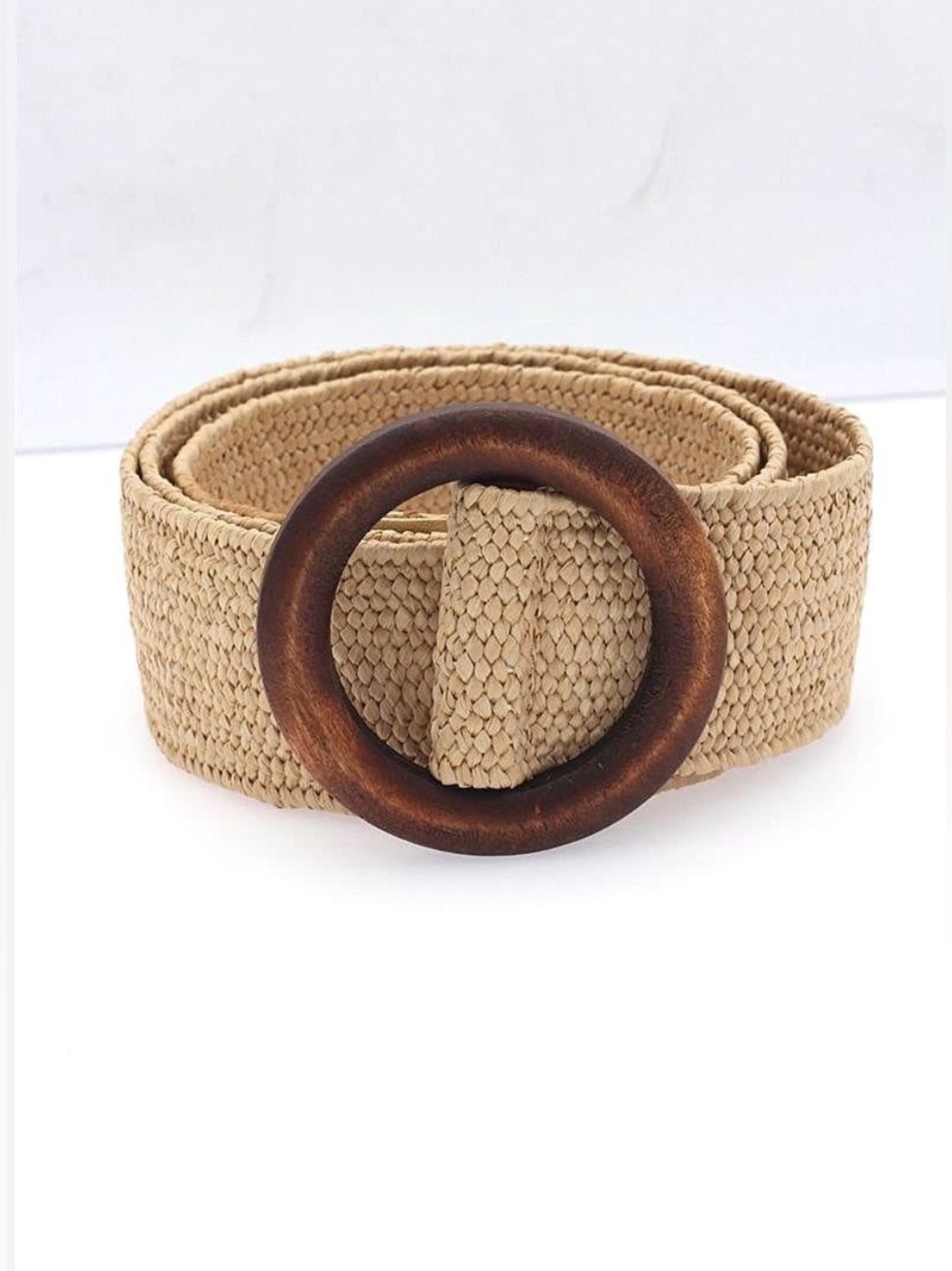 Zara Natural Beige Woven Belt with Wooden Ring